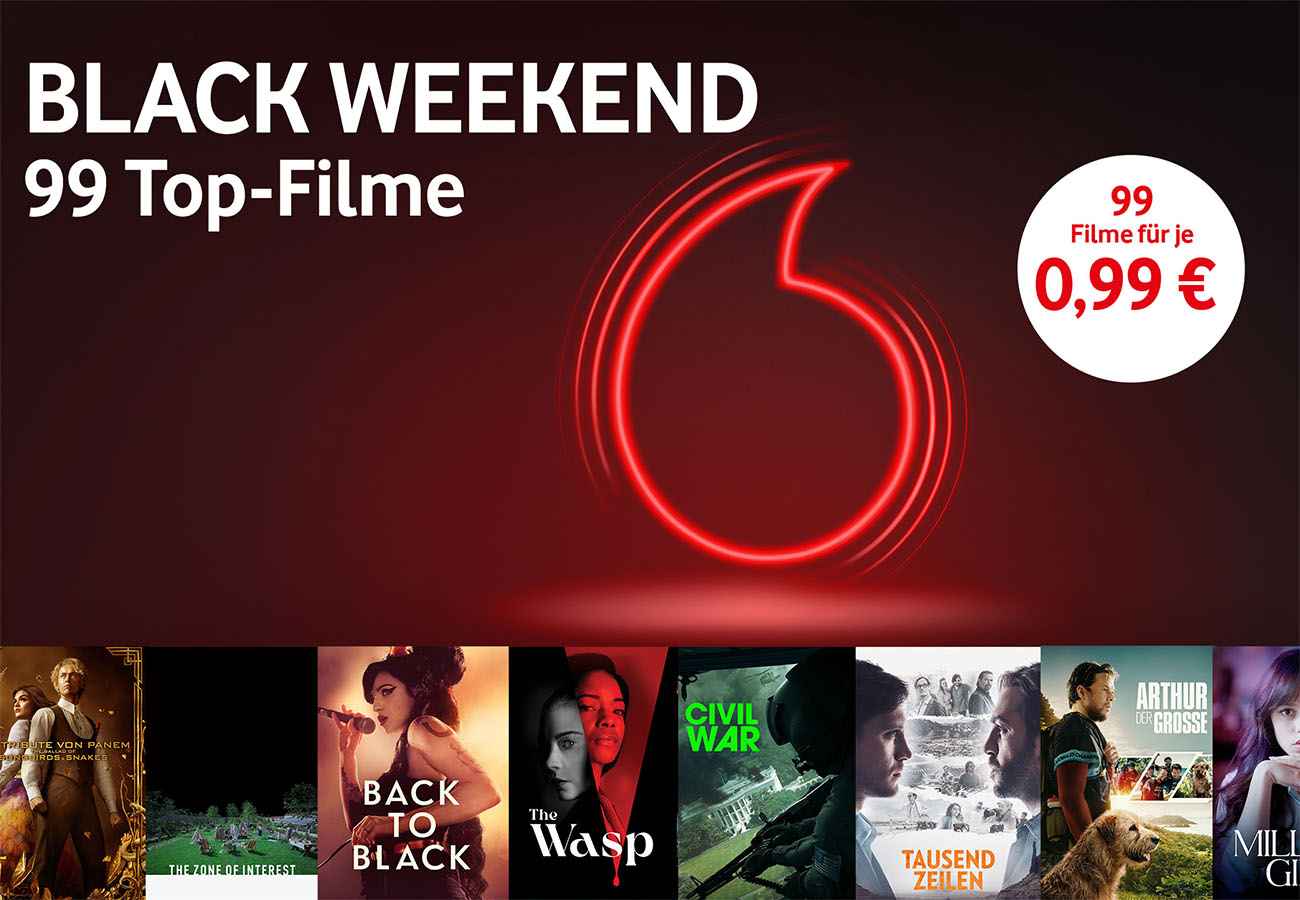 Vodafone Filmdeals: 99 Filme für nur 99 Cent während des Black Weekend